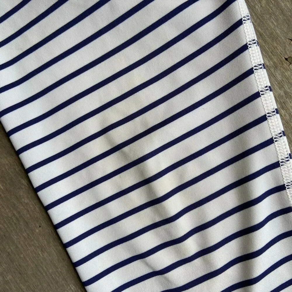 Scorpio Sol Womens Leggings Size XS Navy Blue White Striped‎ Cropped Length
